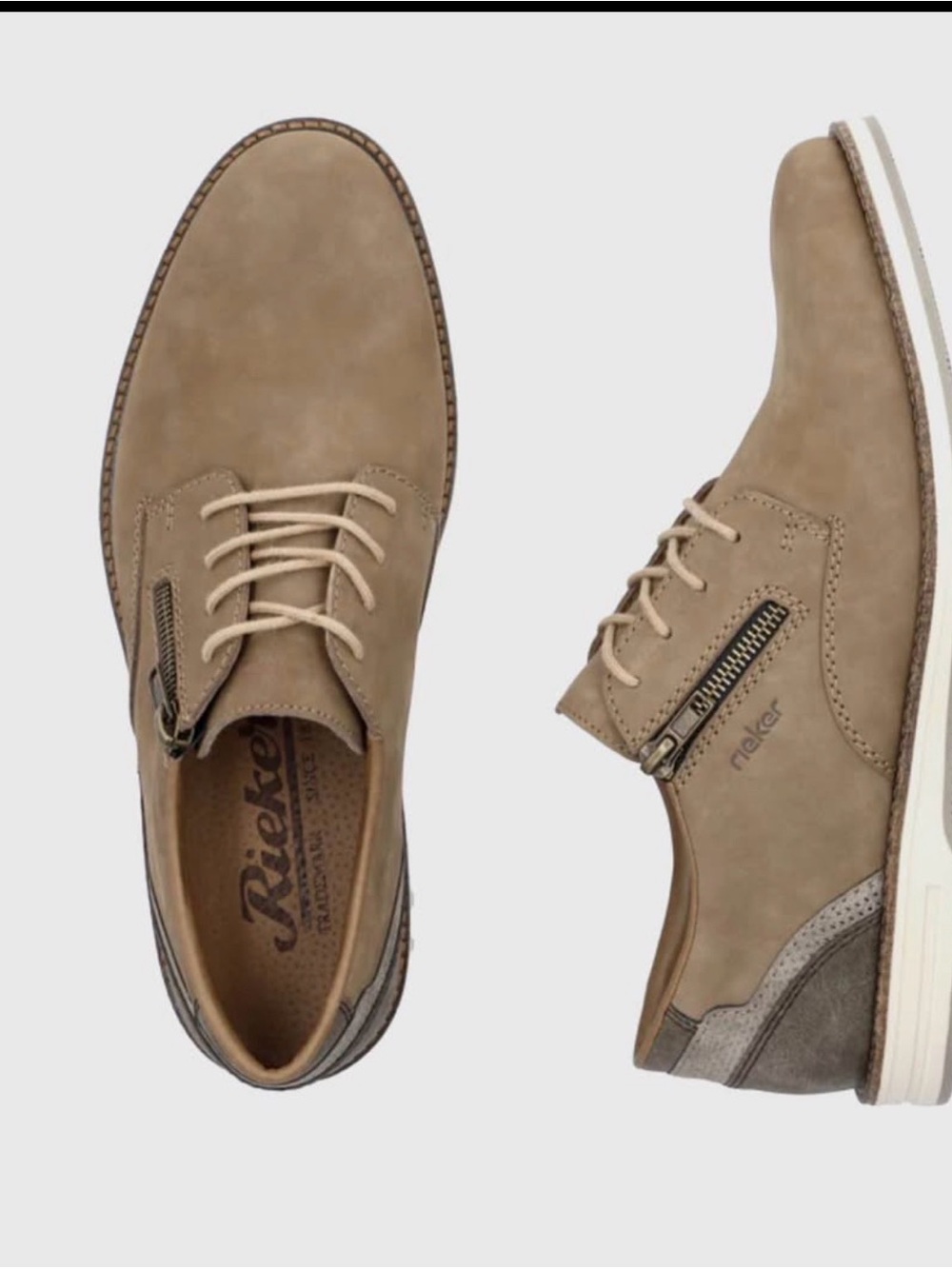Rieker Men’s Taupe Chukka Boots with Side Zipper